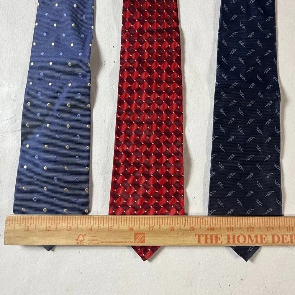 Brooks Brothers Makers Silk Necktie‎ Lot of 3 Mens OS Geometric Ties 3.75 Wide